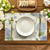 Artoid Mode Hydrangea Butterfly Spring Placemats Set of 4, 12×18 Inch Seasonal Summer Holiday Table Mats for Party Kitchen Dining Decoration(Beige)