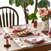Artoid Mode Red Heart-Shaped Buttons Valentine Placemats Set of 4, 12×18 Inch Anniversary Wedding Table Mats for Party Kitchen Dining Decoration(Pink)