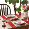 Artoid Mode Red Heart-Shaped Buttons Valentine Placemats Set of 4, 12×18 Inch Anniversary Wedding Table Mats for Party Kitchen Dining Decoration(Red)