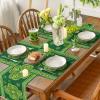 Artoid Mode Stripes Shamrock Lucky St. Patrick’s Day Round Placemats Set of 4,14 Inch Seasonal Holiday Farmhouse Table Mats for Party Kitchen Dining Decoration(Green)