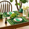 Artoid Mode Stripes Shamrock Lucky St. Patrick’s Day Round Placemats Set of 4,14 Inch Seasonal Holiday Farmhouse Table Mats for Party Kitchen Dining Decoration(Green)