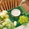Artoid Mode Stripes Shamrock Lucky St. Patrick’s Day Round Placemats Set of 4,14 Inch Seasonal Holiday Farmhouse Table Mats for Party Kitchen Dining Decoration(Green)