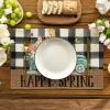 Artoid Mode Truck Flowers Happy Spring Placemats Set of 4, 12×18 Inch Seasonal Easter Summer Holiday Table Mats for Party Kitchen Dining Decoration(Black/Beige)