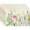 Artoid Mode Daisy Eucalyptus Lavender Floral Leaves Spring Placemats Set of 4,12×18 Inch Seasonal Table Mats for Party Kitchen Dining Decoration(Beige)