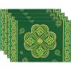 Artoid Mode Stripes Shamrock Lucky St. Patrick’s Day Round Placemats Set of 4,14 Inch Seasonal Holiday Farmhouse Table Mats for Party Kitchen Dining Decoration(Green)