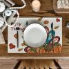 Artoid Mode Turkey Happy Thanksgiving Placemats Set of 4, 12×18 Inch Seasonal Table Mats for Party Kitchen Dining Decoration