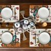 Artoid Mode Turkey Happy Thanksgiving Placemats Set of 4, 12×18 Inch Seasonal Table Mats for Party Kitchen Dining Decoration