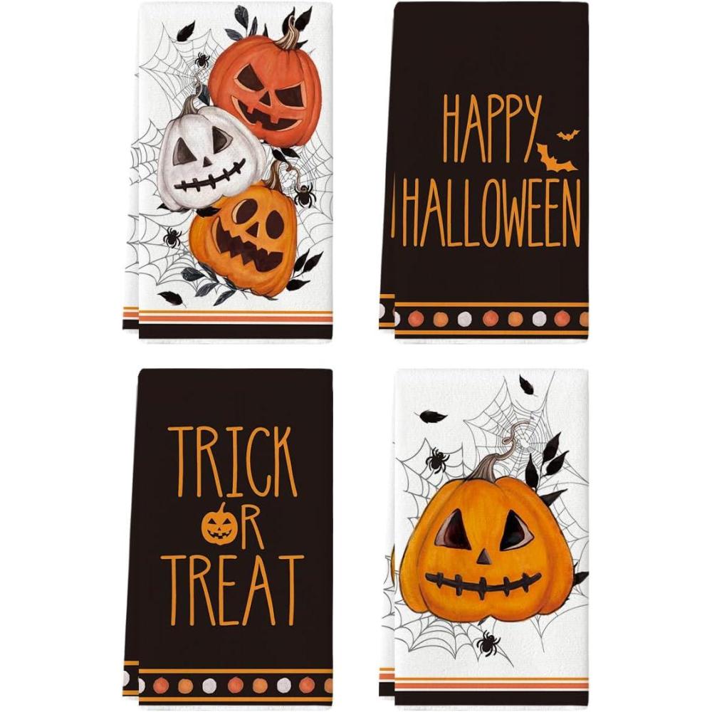 imageArtoid Mode Pumpkin Happy Halloween Kitchen Towels Dish Towels 18x26 Inch Trick Or Treat JackOLantern Decoration Hand Towels Set of 4