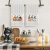 Artoid Mode Orange Black Stripes Pumpkin Ghost Halloween Kitchen Towels Dish Towels, 18×26 Inch Farmhouse Spider Decoration Hand Towels Set of 2(Beige)