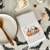 Artoid Mode Orange Black Stripes Pumpkin Ghost Halloween Kitchen Towels Dish Towels, 18×26 Inch Farmhouse Spider Decoration Hand Towels Set of 2(Beige)