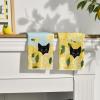 Artoid Mode Yellow Lemon Black Cat Summer Kitchen Towels Dish Towels, 18×26 Inch Leaves Farmhouse Summer Seasonal Decoration Hand Towels Set of 2
