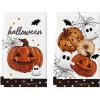 Artoid Mode Orange Polka Dot Pumpkin Ghost Halloween Kitchen Towels Dish Towels, 18×26 Inch Farmhouse Cobweb Bat Decoration Hand Towels Set of 2