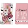Artoid Mode Pink Ghost Polka Dot Pumpkin Happy Halloween Kitchen Towels Dish Towels, 18×26 Inch Farmhouse Flower Bat Decoration Hand Towels Set of 2(Pink)