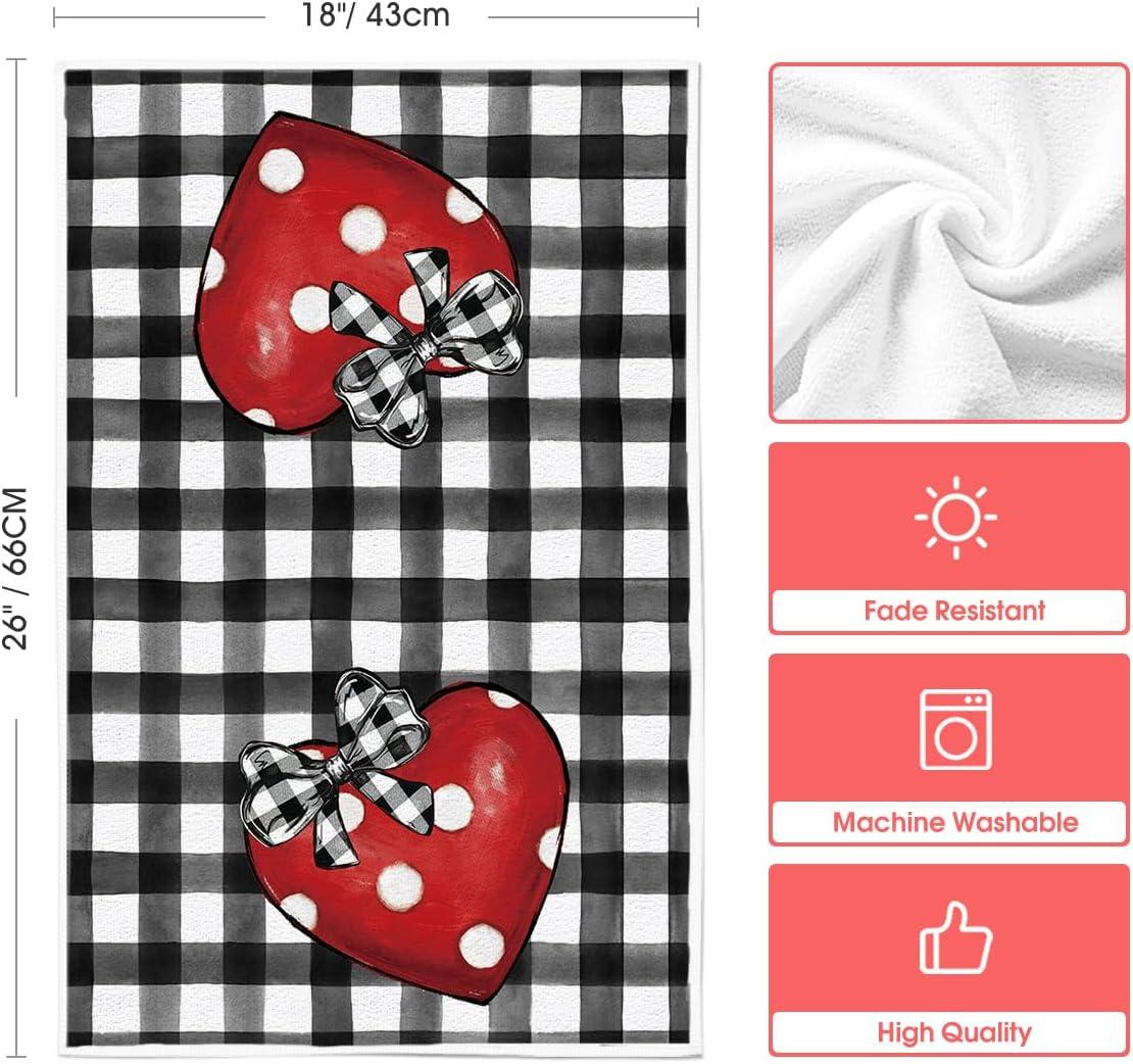 imageArtoid Mode Polka Dot Heart Love Truck Valentines Day Kitchen Towels Dish Towels 18x26 Inch Anniversary Farmhouse Decoration Hand Towels Set of 4