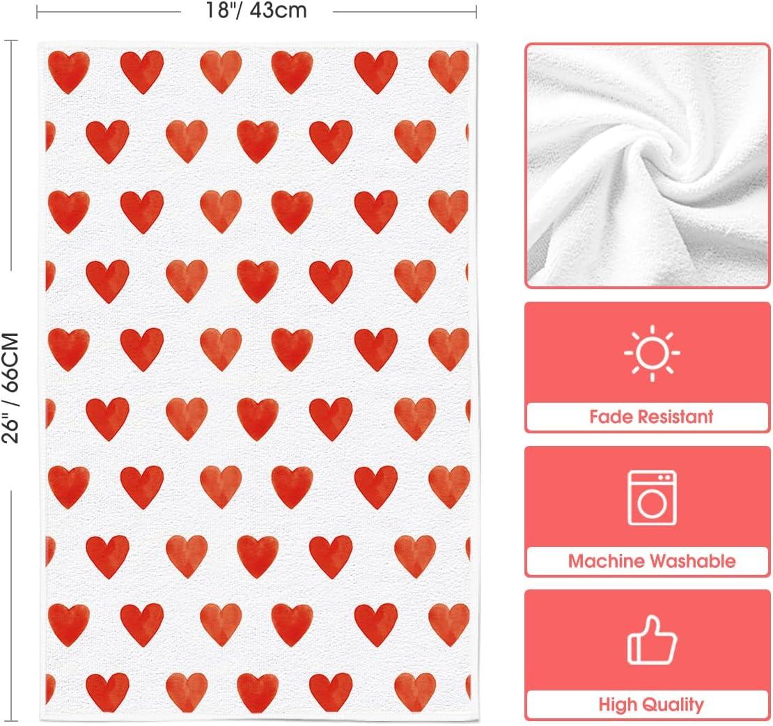 imageArtoid Mode Red Heart Love Valentines Kitchen Towels Dish Towels 18x26 Inch Farmhouse Anniversary Wedding Decoration Hand Towels Set of 4Red