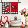 Artoid Mode Polka Dot Heart Love Truck Valentine’s Day Kitchen Towels Dish Towels, 18×26 Inch Anniversary Farmhouse Decoration Hand Towels Set of 4