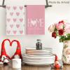 Artoid Mode Red Heart Love Valentine’s Kitchen Towels Dish Towels, 18×26 Inch Farmhouse Anniversary Wedding Decoration Hand Towels Set of 4(Pink)