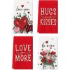 Artoid Mode Leaves Flower Vase Love Heart Valentine’s Kitchen Towels Dish Towels, 18×26 Inch Wedding Farmhouse Decoration Hand Towels Set of 4
