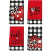 Artoid Mode Polka Dot Heart Love Truck Valentine’s Day Kitchen Towels Dish Towels, 18×26 Inch Anniversary Farmhouse Decoration Hand Towels Set of 4