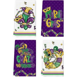 Artoid Mode Iris Doughnut Mardi Gras Kitchen Towels Dish Towels, 18×26 Inch We Don’t Hide The Crazy Seasonal Decoration Hand Towels Set of 4