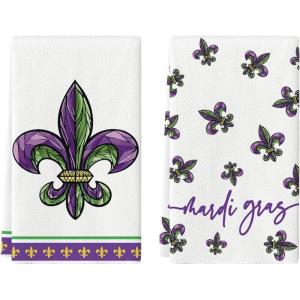 Artoid Mode Iris Mardi Gras Kitchen Towels Dish Towels, 18×26 Inch Seasonal Decoration Hand Towels Set of 2