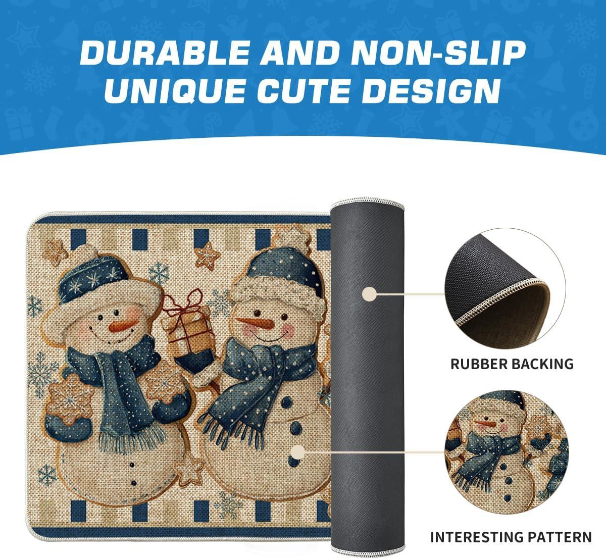 imageArtoid Mode Blue Snowman Gifts Snowflakes Winter Doormat Christmas LowProfile Switch Rug Home Decor Door Mat Floor Mat for Outdoor Indoor 17x29 Inch