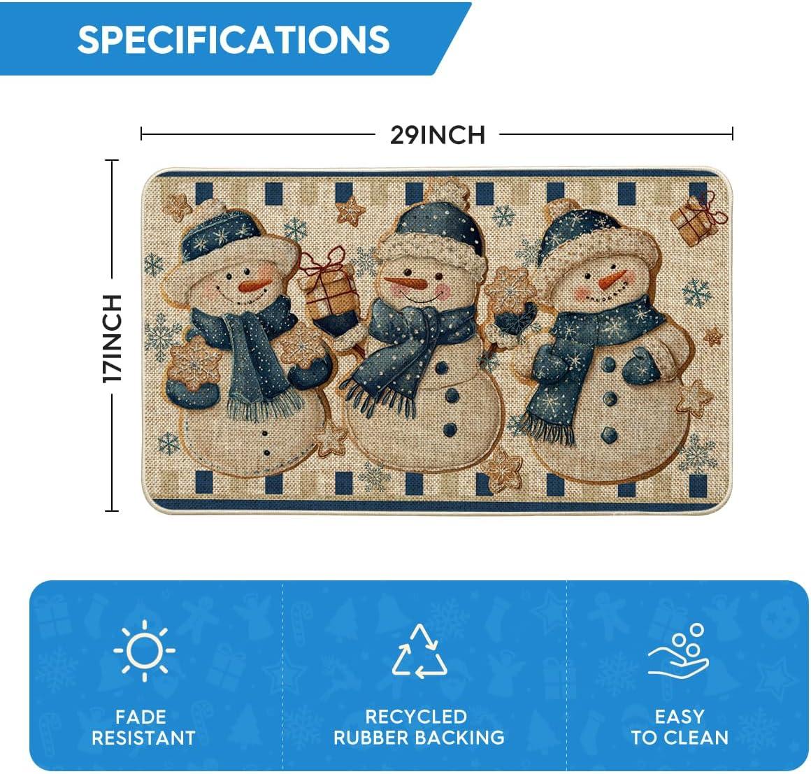 imageArtoid Mode Blue Snowman Gifts Snowflakes Winter Doormat Christmas LowProfile Switch Rug Home Decor Door Mat Floor Mat for Outdoor Indoor 17x29 Inch