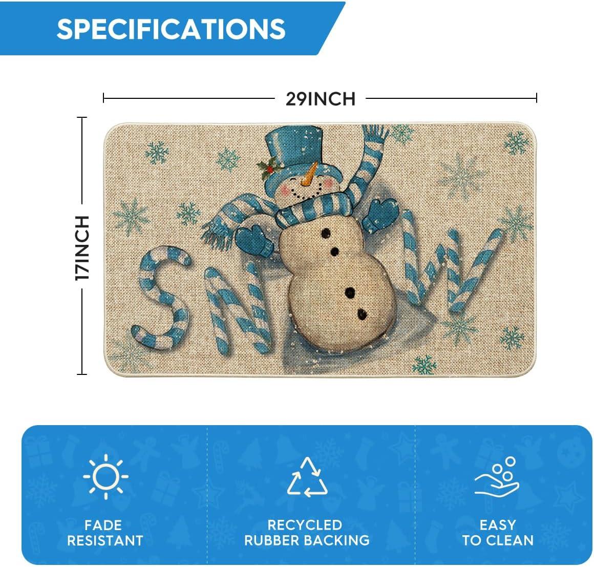 imageArtoid Mode Candy Cane Snowman Winter Doormat Christmas LowProfile Switch Rug Home Decor Door Mat Floor Mat for Outdoor Indoor 17x29 InchBlue
