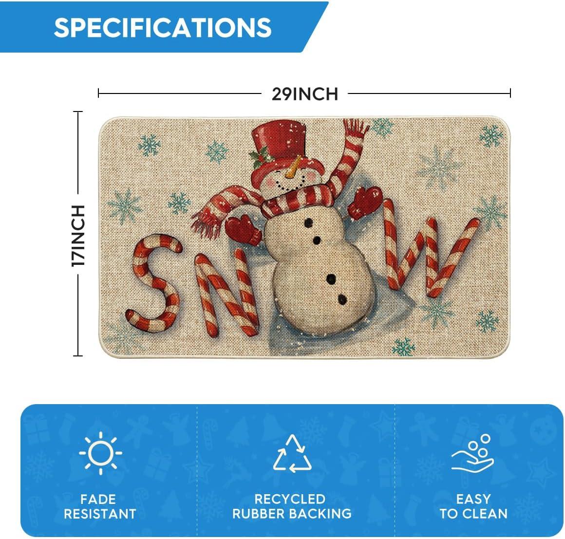 imageArtoid Mode Candy Cane Snowman Winter Doormat Christmas LowProfile Switch Rug Home Decor Door Mat Floor Mat for Outdoor Indoor 17x29 InchRed