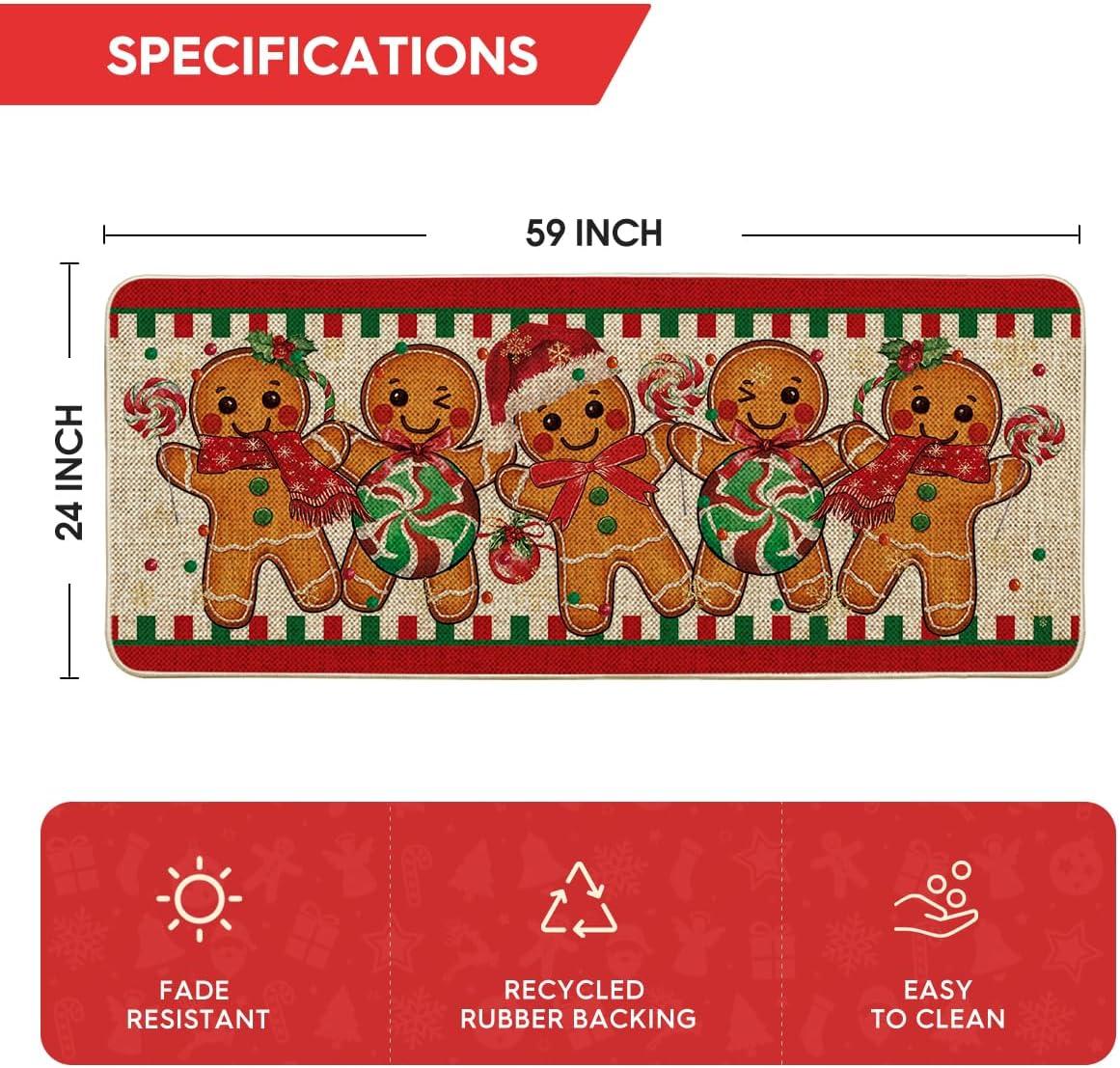 imageArtoid Mode Candy Gingerbread Man Christmas Doormat Winter Xmas Home Decor LowProfile Switch Rug Door Mat Floor Mat for Indoor Outdoor 17x29 InchBeige