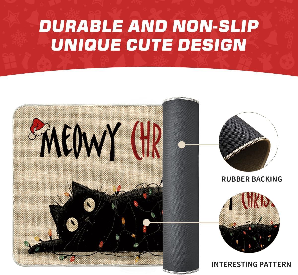 imageArtoid Mode Cat Lights Meowy Christmas Doormat Winter LowProfile Switch Rug Home Decor Door Mat Floor Mat for Outdoor Indoor 17x29 Inch