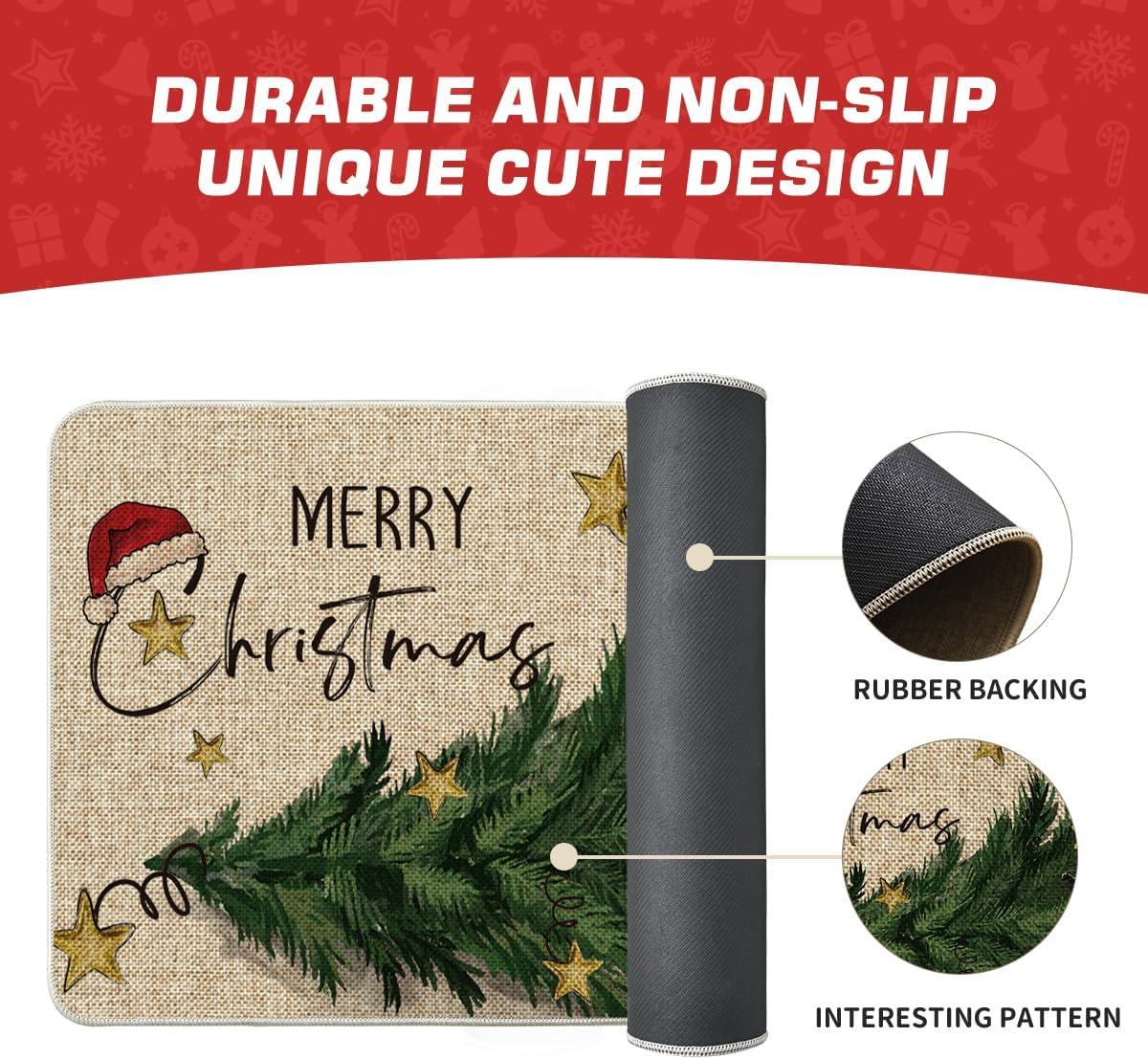 imageArtoid Mode Cute Cat in Tree Merry Christmas Doormat Winter LowProfile Switch Rug Home Decor Door Mat Floor Mat for Outdoor Indoor 17x29 Inch