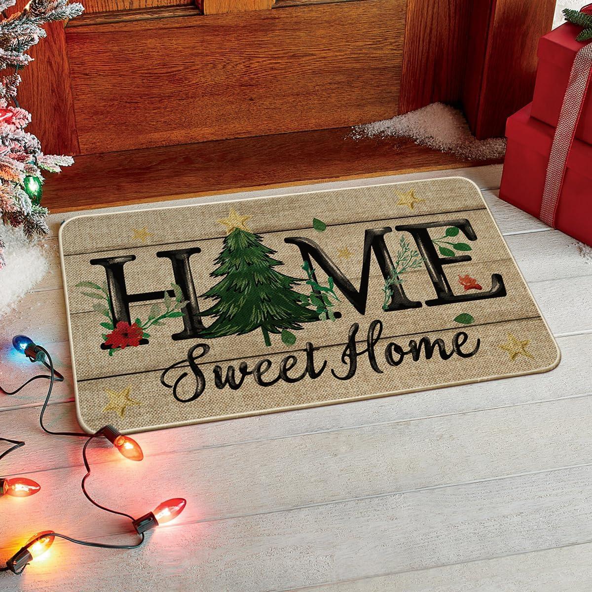 imageArtoid Mode Home Sweet Home Xmas Tree Christmas Doormat Winter LowProfile Switch Rug Home Decor Door Mat Floor Mat for Outdoor Indoor 17x29 Inch