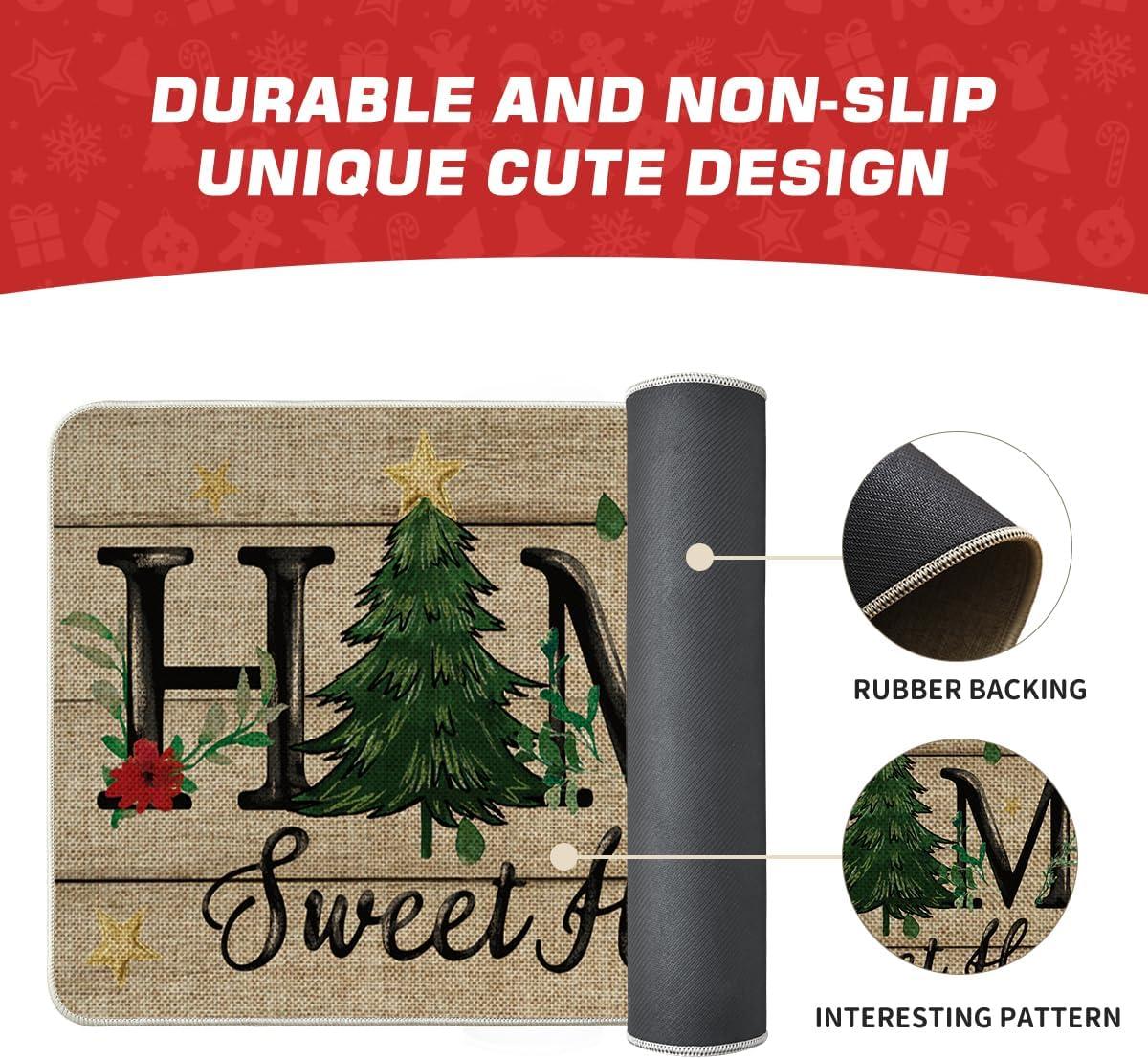 imageArtoid Mode Home Sweet Home Xmas Tree Christmas Doormat Winter LowProfile Switch Rug Home Decor Door Mat Floor Mat for Outdoor Indoor 17x29 Inch