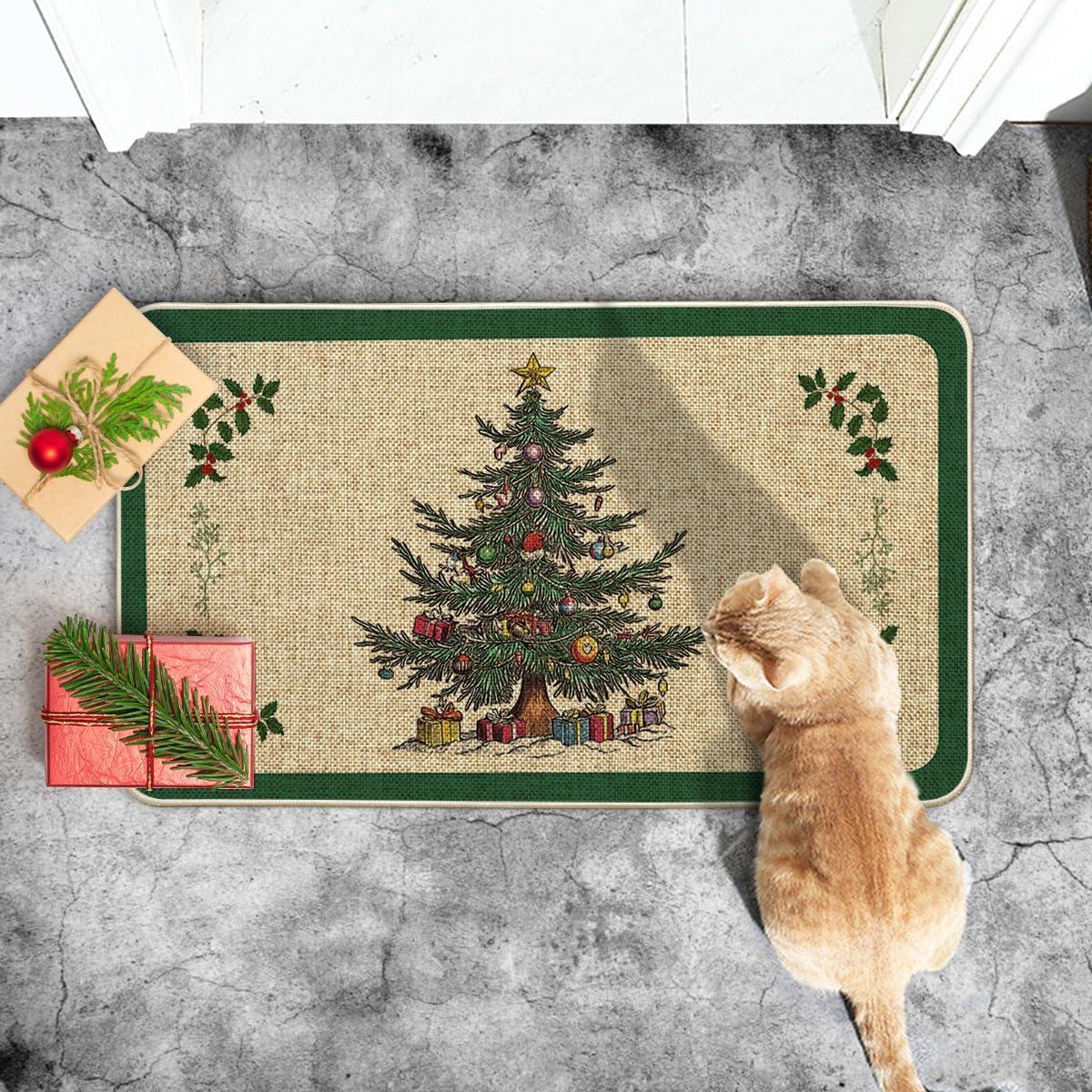 imageArtoid Mode Ornament Gift Xmas Tree Christmas Doormat Winter LowProfile Switch Rug Home Decor Door Mat Floor Mat for Outdoor Indoor 17x29 Inch