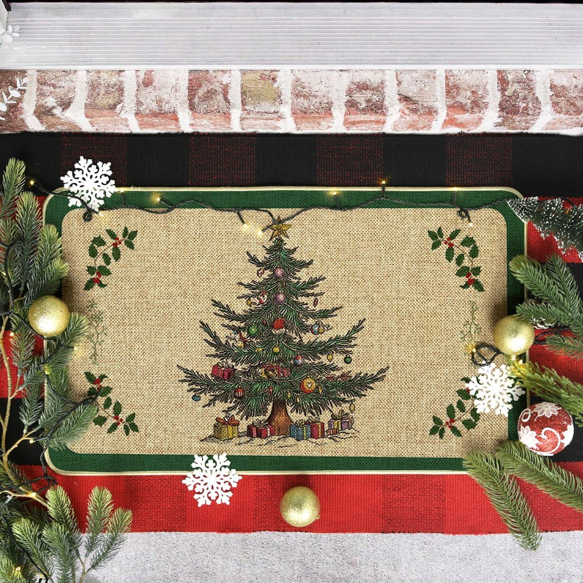imageArtoid Mode Ornament Gift Xmas Tree Christmas Doormat Winter LowProfile Switch Rug Home Decor Door Mat Floor Mat for Outdoor Indoor 17x29 Inch