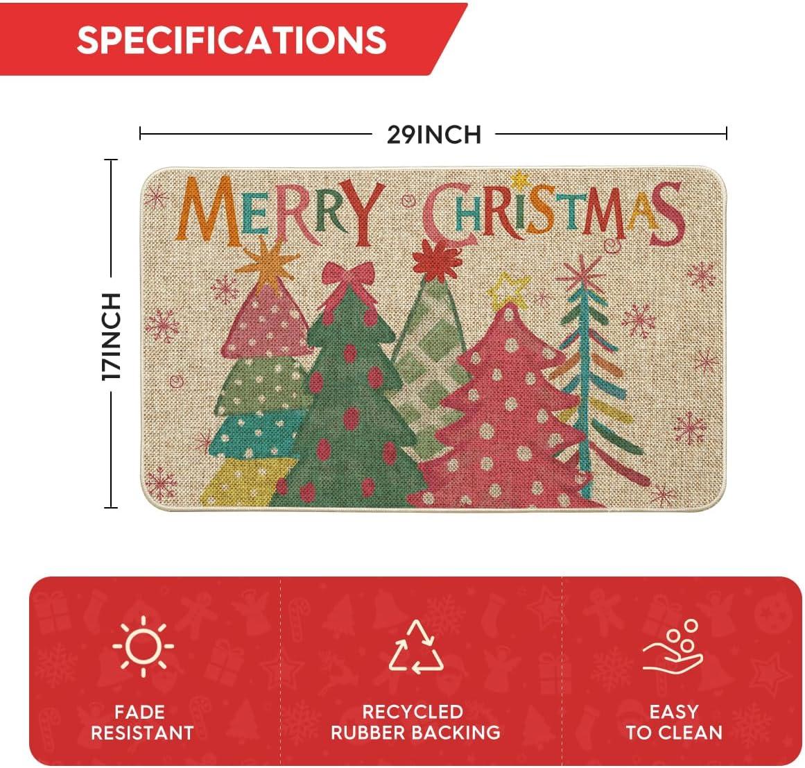 imageArtoid Mode Pink Xmas Trees Merry Christmas Doormat Winter Xmas Home Decor LowProfile Switch Rug Door Mat Floor Mat for Indoor Outdoor 17x29 Inch