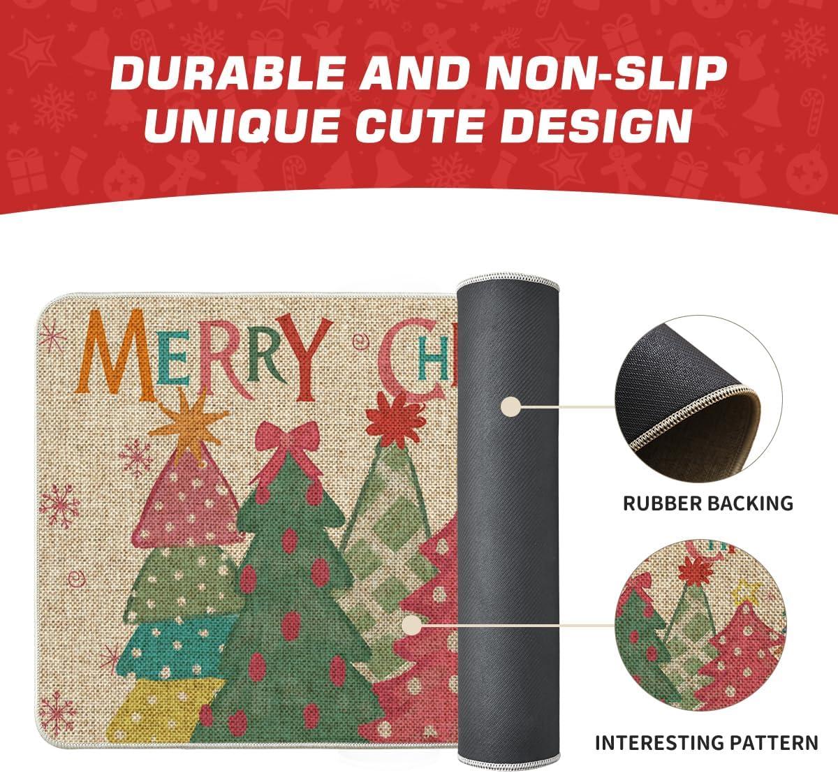 imageArtoid Mode Pink Xmas Trees Merry Christmas Doormat Winter Xmas Home Decor LowProfile Switch Rug Door Mat Floor Mat for Indoor Outdoor 17x29 Inch