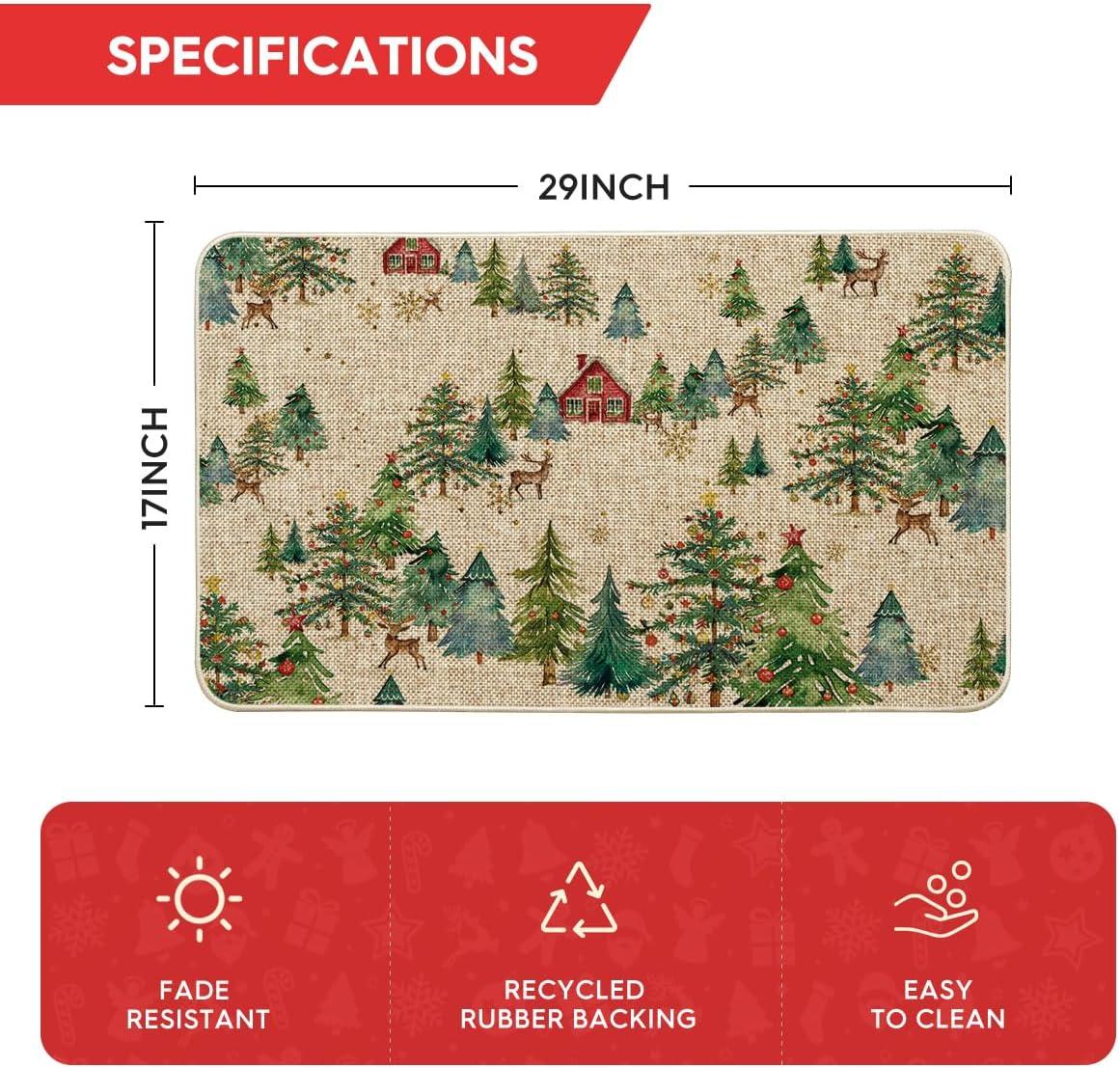 imageArtoid Mode Rustic Forest Scene Christmas Doormat Winter LowProfile Switch Rug Home Decor Door Mat Floor Mat for Outdoor Indoor 17x29 Inch