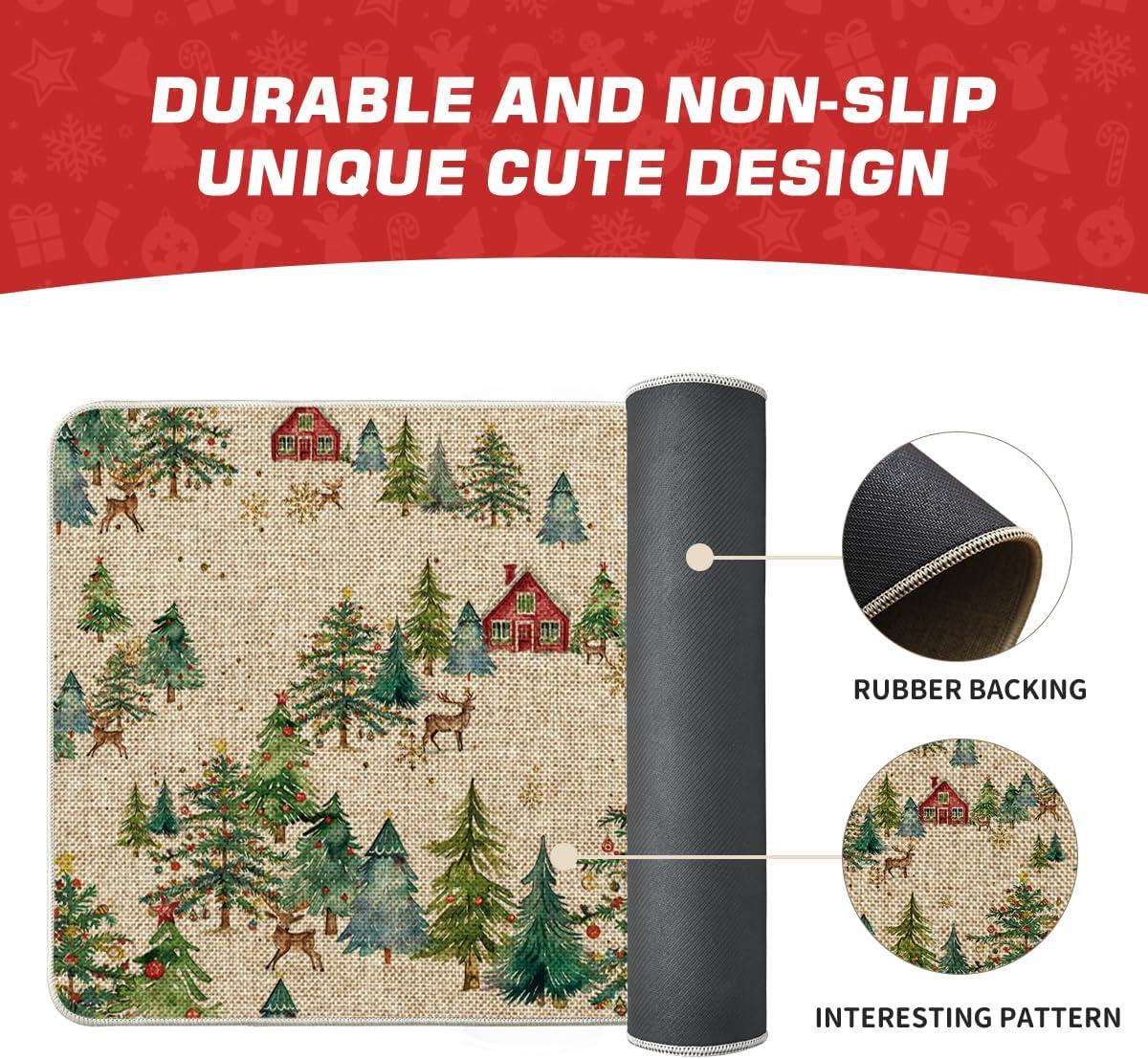 imageArtoid Mode Rustic Forest Scene Christmas Doormat Winter LowProfile Switch Rug Home Decor Door Mat Floor Mat for Outdoor Indoor 17x29 Inch