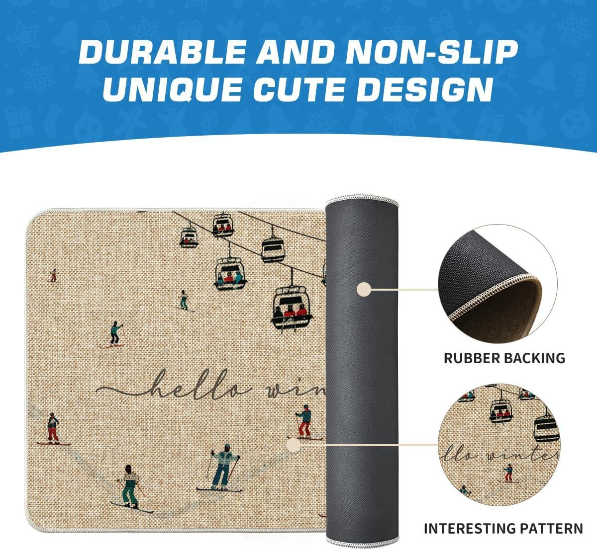 imageArtoid Mode Ski Lifts Snowboards Hello Winter Doormat Christmas LowProfile Switch Rug Home Decor Door Mat Floor Mat for Outdoor Indoor 17x29 Inch