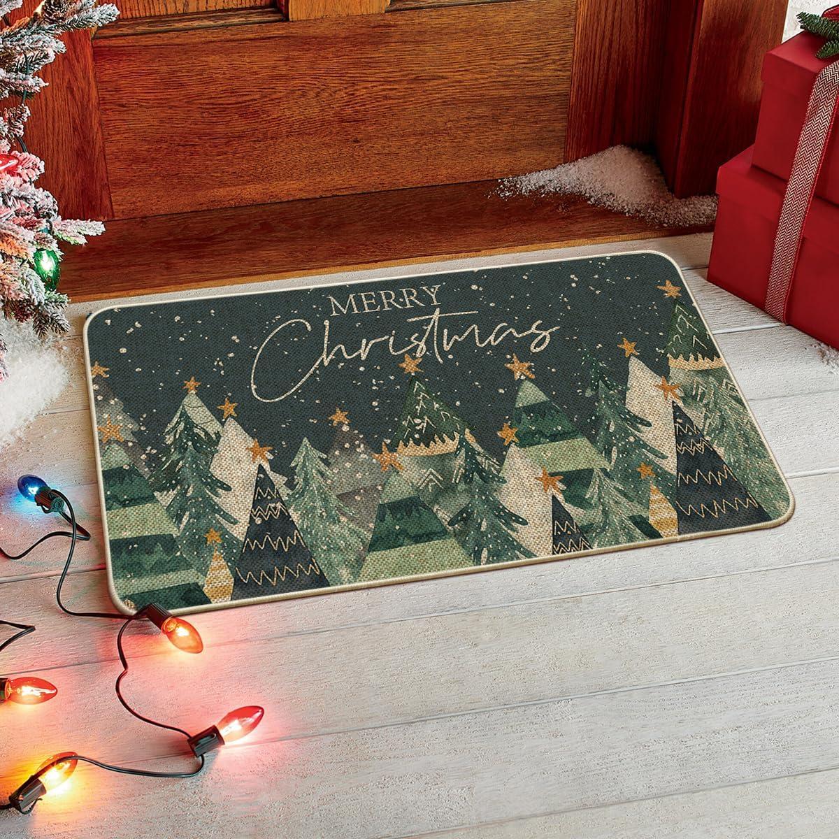 imageArtoid Mode Snowflakes Xmas Tree Merry Christmas Doormat Winter LowProfile Switch Rug Home Decor Door Mat Floor Mat for Outdoor Indoor 17x29 Inch