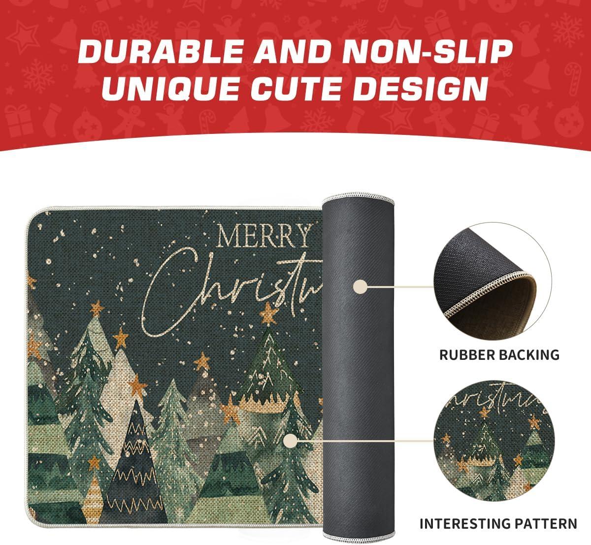 imageArtoid Mode Snowflakes Xmas Tree Merry Christmas Doormat Winter LowProfile Switch Rug Home Decor Door Mat Floor Mat for Outdoor Indoor 17x29 Inch