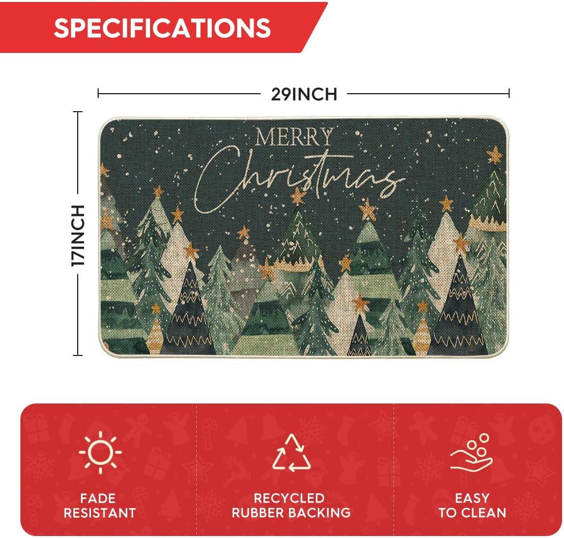 imageArtoid Mode Snowflakes Xmas Tree Merry Christmas Doormat Winter LowProfile Switch Rug Home Decor Door Mat Floor Mat for Outdoor Indoor 17x29 Inch