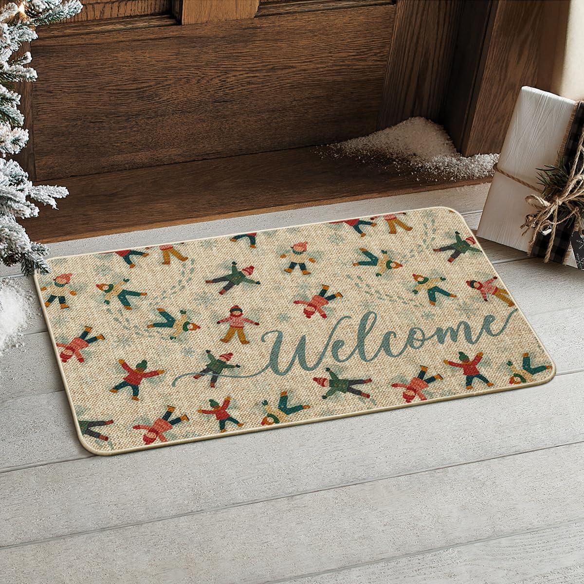 imageArtoid Mode Winter Fun Snow Welcome Winter Doormat Christmas LowProfile Switch Rug Home Decor Door Mat Floor Mat for Outdoor Indoor 17x29 Inch
