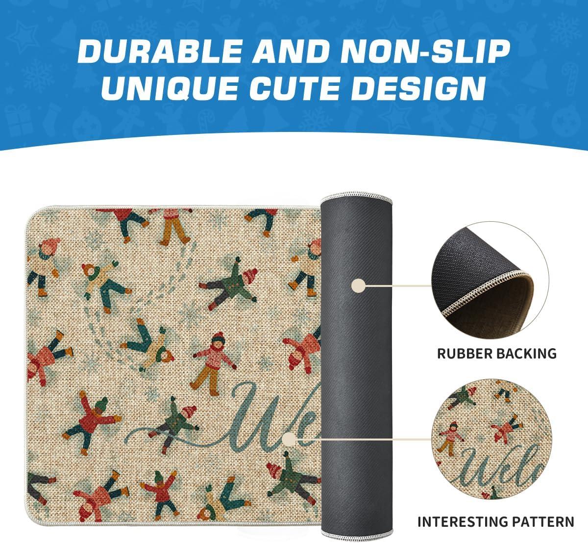 imageArtoid Mode Winter Fun Snow Welcome Winter Doormat Christmas LowProfile Switch Rug Home Decor Door Mat Floor Mat for Outdoor Indoor 17x29 Inch