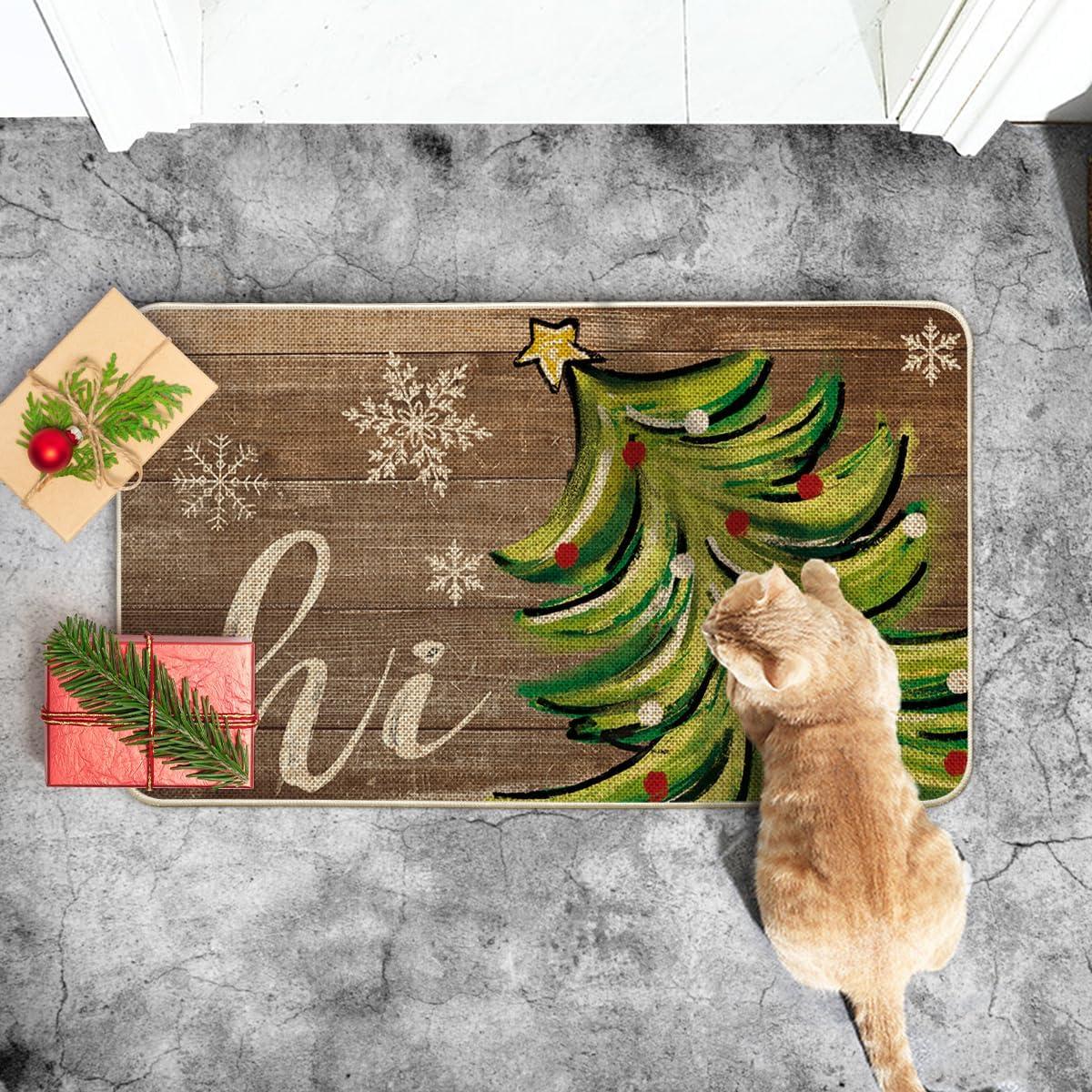 imageArtoid Mode Wood Hi Xmas Tree Christmas Doormat Winter LowProfile Switch Rug Home Decor Door Mat Floor Mat for Outdoor Indoor 17x29 Inch