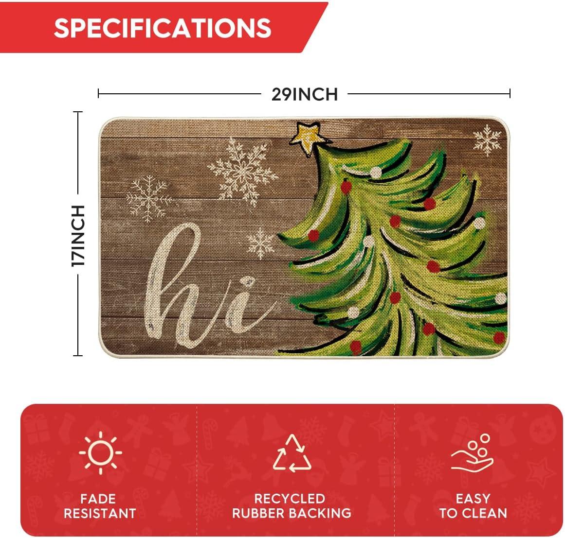 imageArtoid Mode Wood Hi Xmas Tree Christmas Doormat Winter LowProfile Switch Rug Home Decor Door Mat Floor Mat for Outdoor Indoor 17x29 Inch
