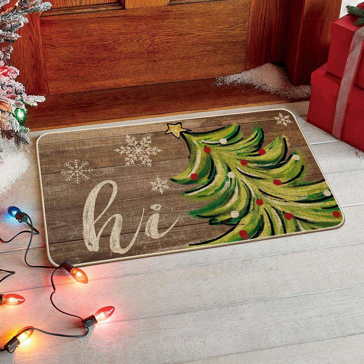 imageArtoid Mode Wood Hi Xmas Tree Christmas Doormat Winter LowProfile Switch Rug Home Decor Door Mat Floor Mat for Outdoor Indoor 17x29 Inch