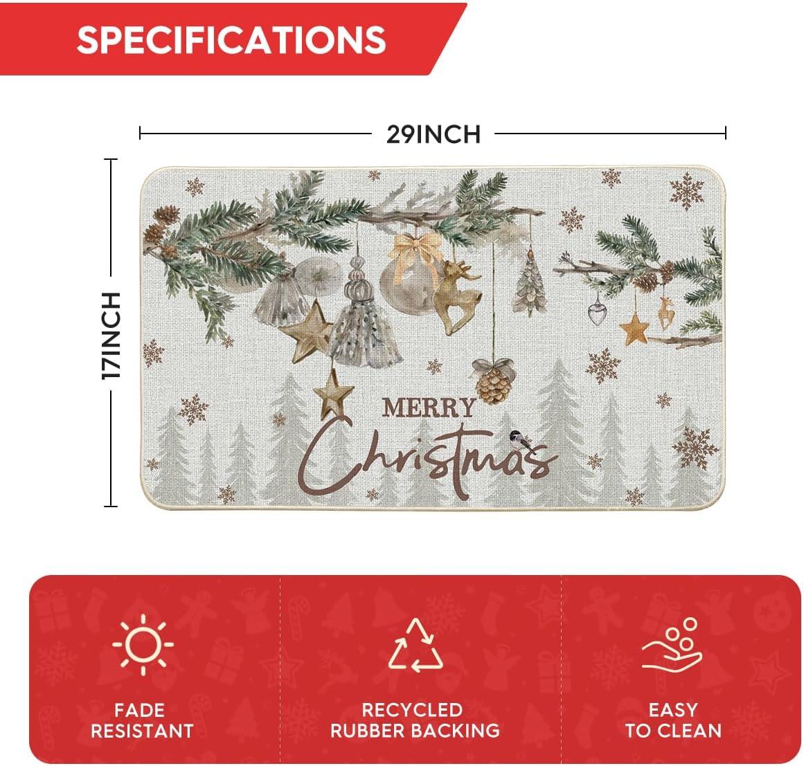 imageArtoid Mode Xmas Tree Birds Ornament Merry Christmas Doormat Winter LowProfile Switch Rug Home Decor Door Mat Floor Mat for Outdoor Indoor 17x29 Inch